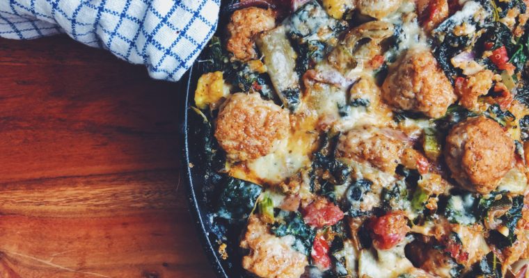 Italian Chicken Sausage Meatball Skillet