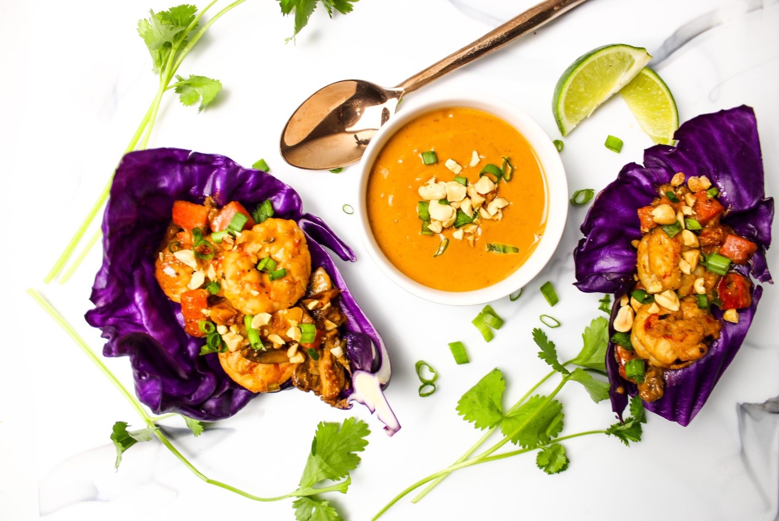 Shrimp and vegetables with thai peanut sauce