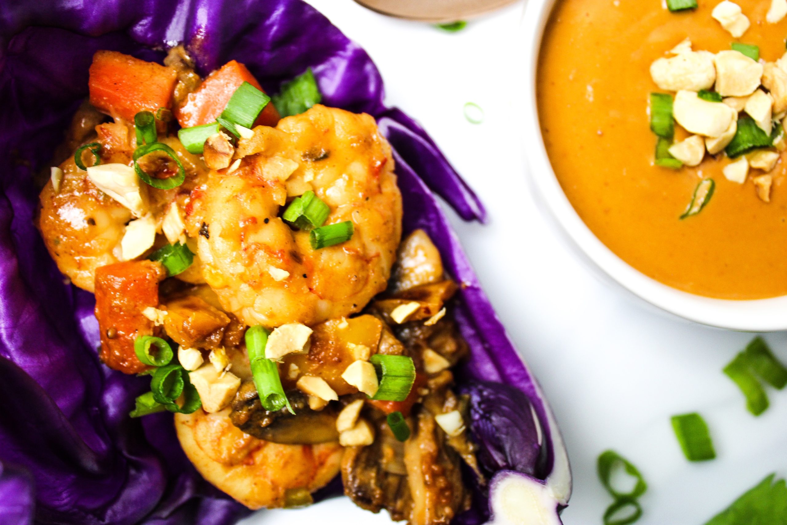 Thai Peanut Shrimp Cabbage Wraps - My Life In An Apron