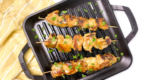 Pork skewers with honey mustard glaze