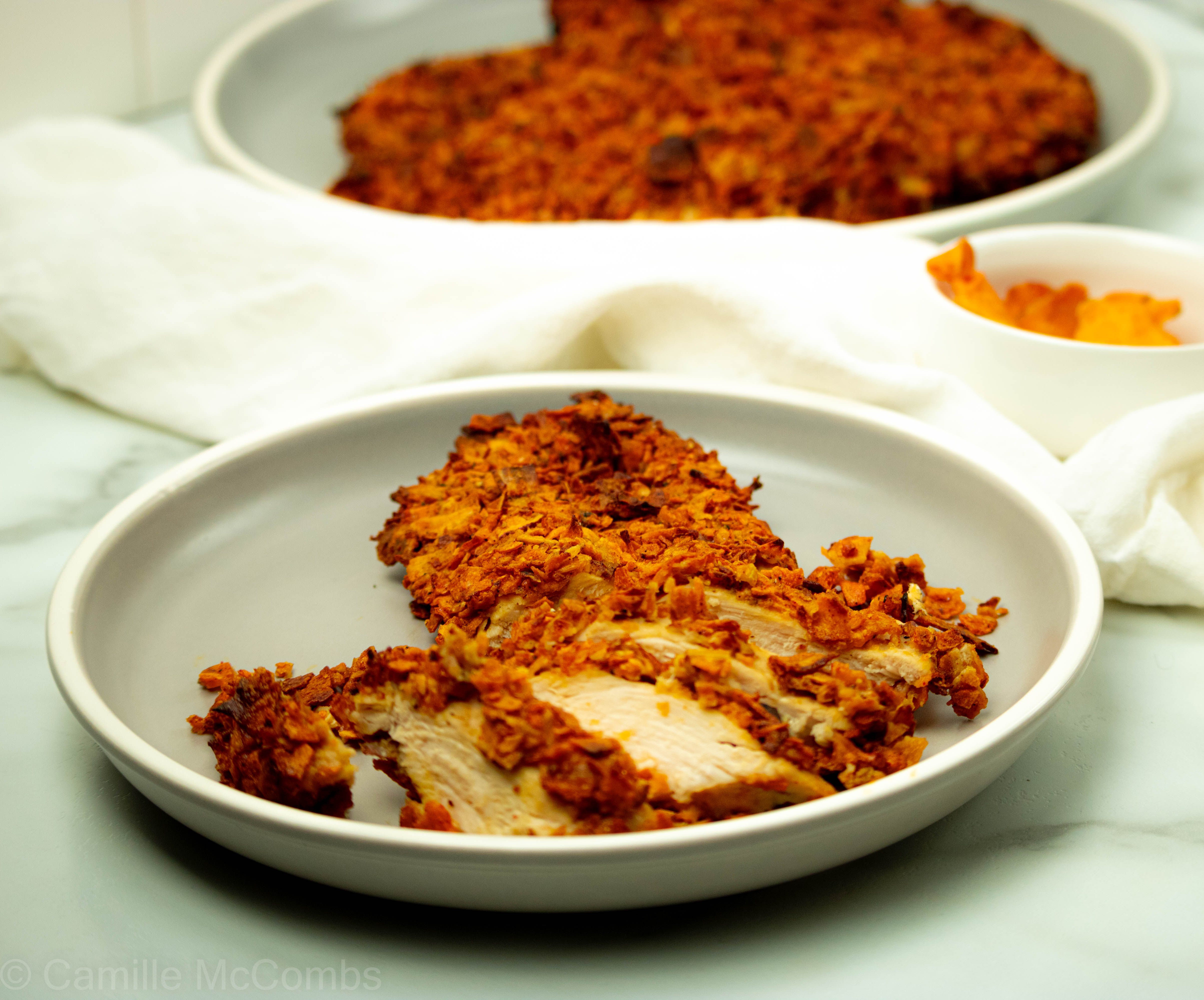 Baked Chicken Breast with Sweet Potato Chip Coating