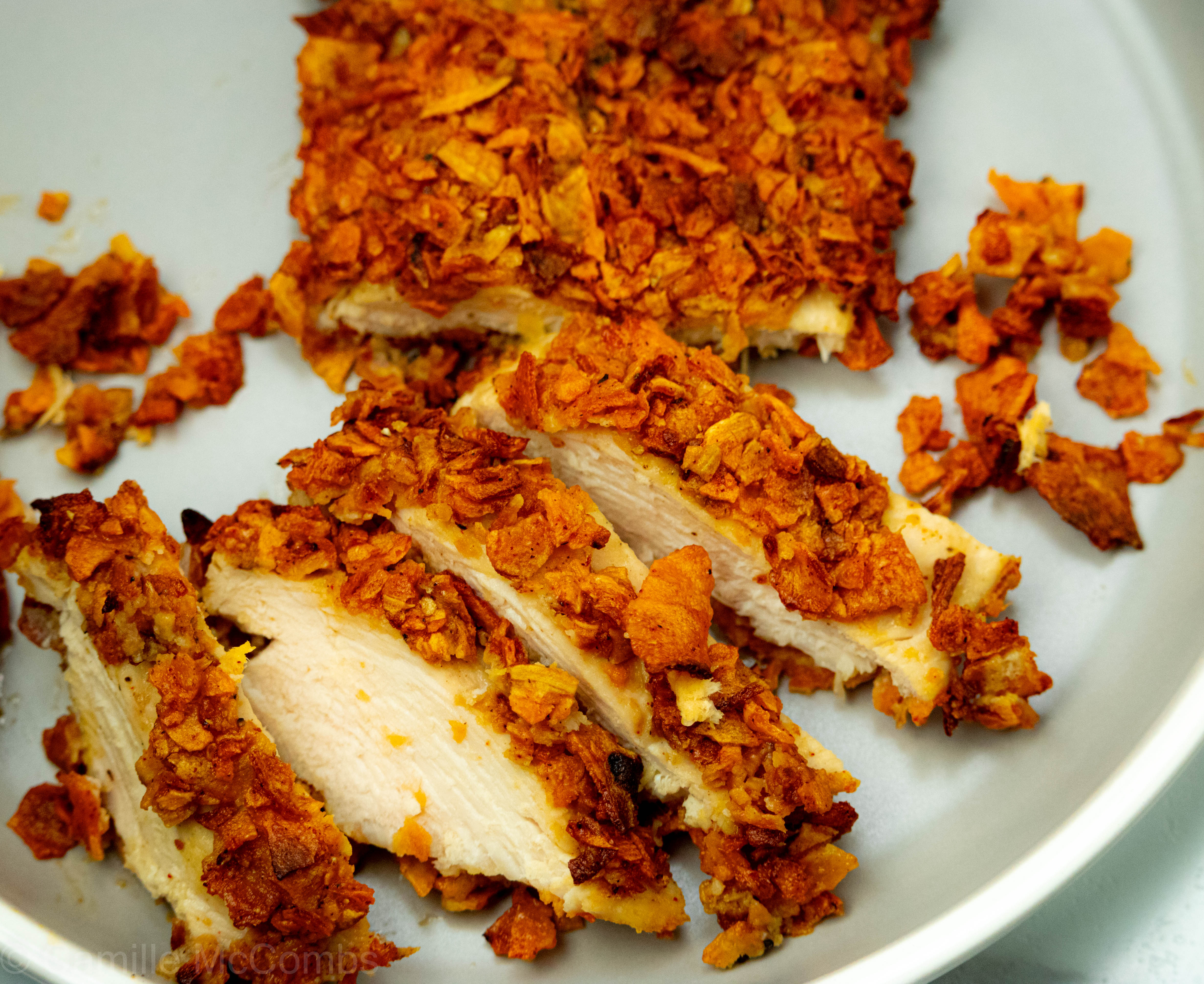 Baked Chicken Breast with Sweet Potato Chip Coating