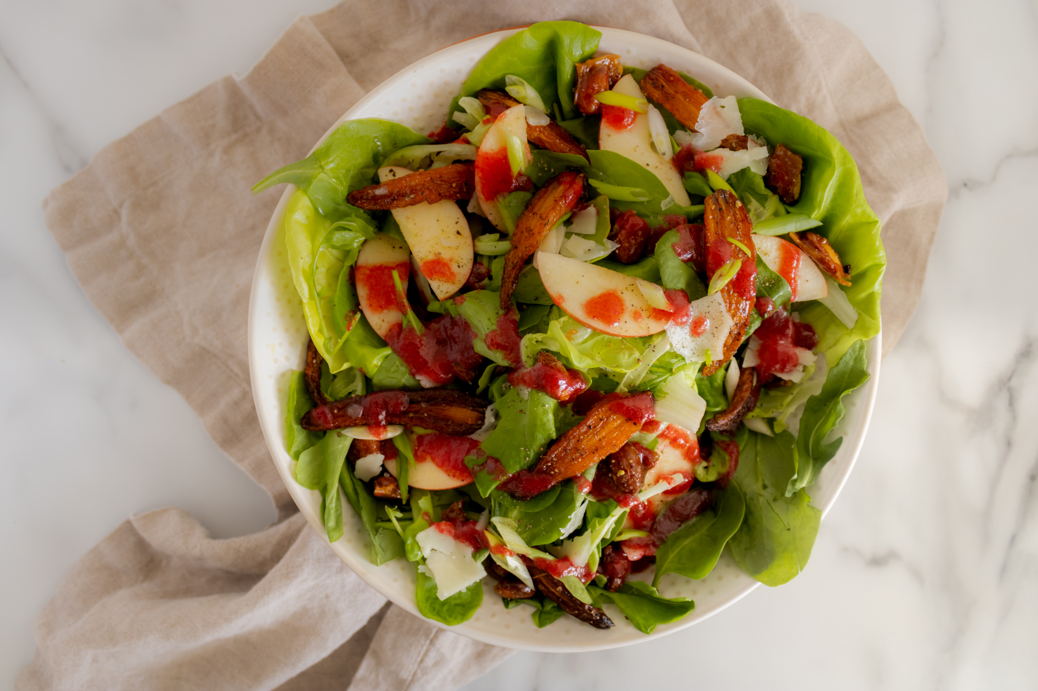 Roasted Carrot & Apple Salad w/ Cranberry Vinaigrette